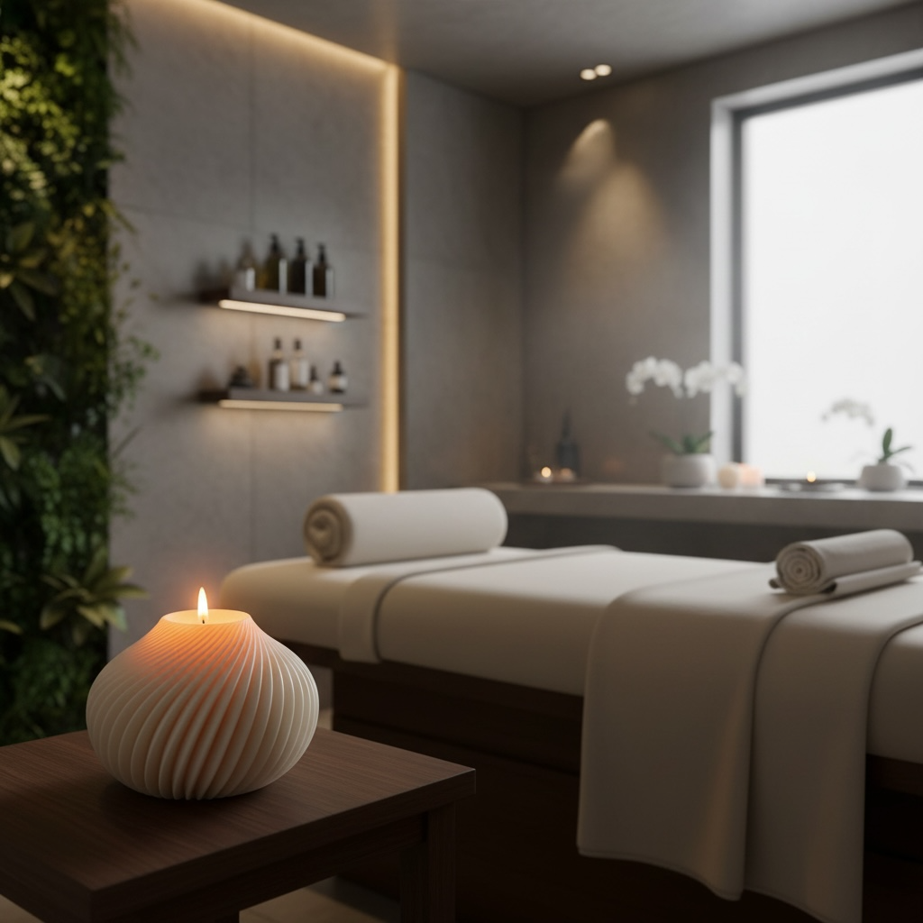 Karo designkaars in badkamer- en spa-sfeer