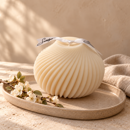 Karo kaars in cadeaudoosje met satijnen lint – 7th Candle