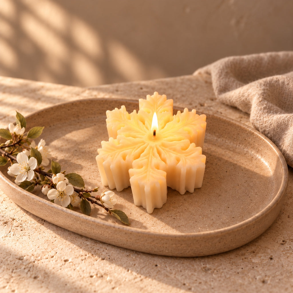 Holly sneeuwvlokkaarsje brandend – 7th Candle