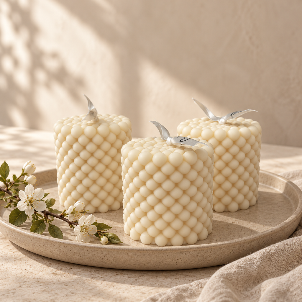 Sophie kaarsen met pareltjes, samen gegroepeerd – 7th Candle