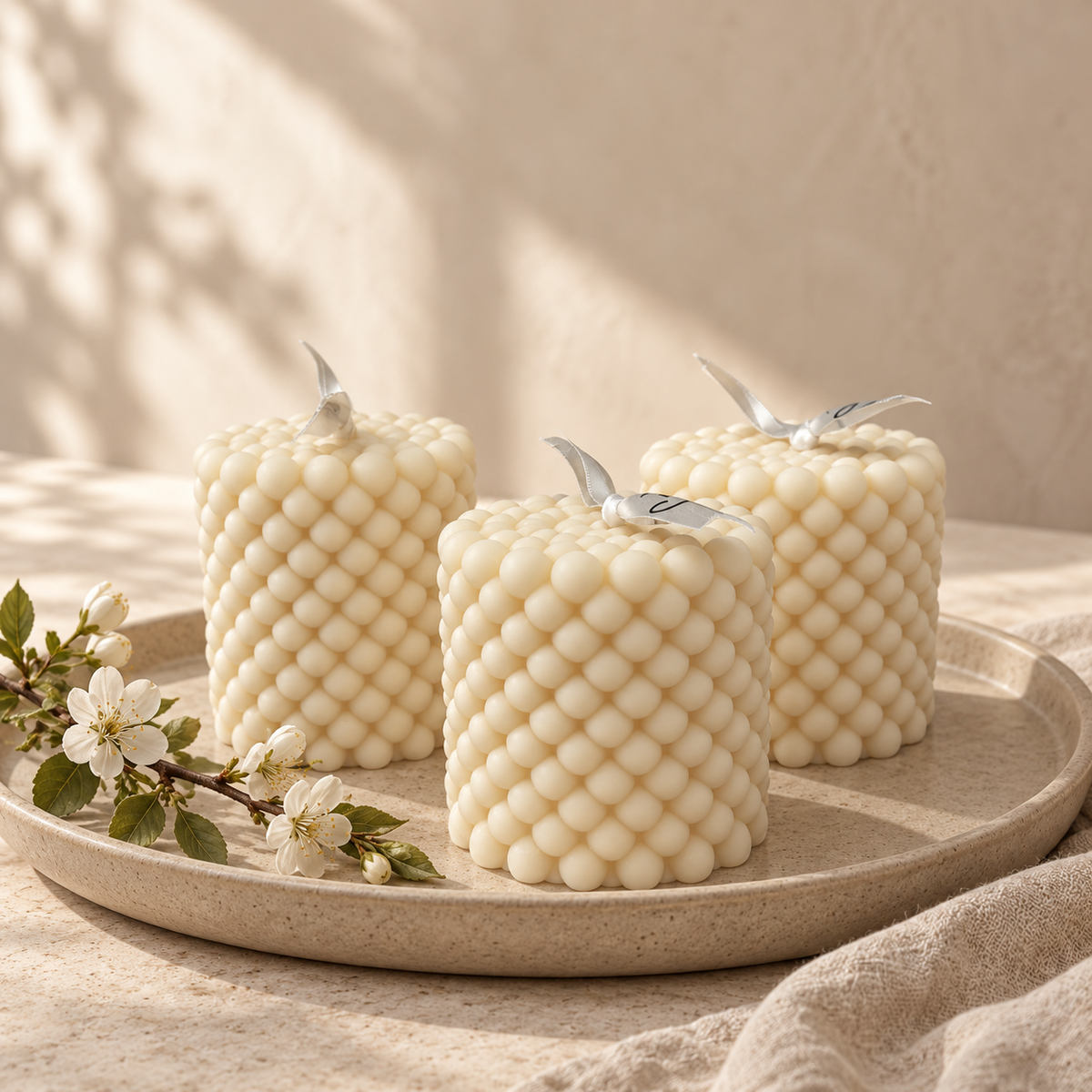 Sophie kaarsen met pareltjes, samen gegroepeerd – 7th Candle